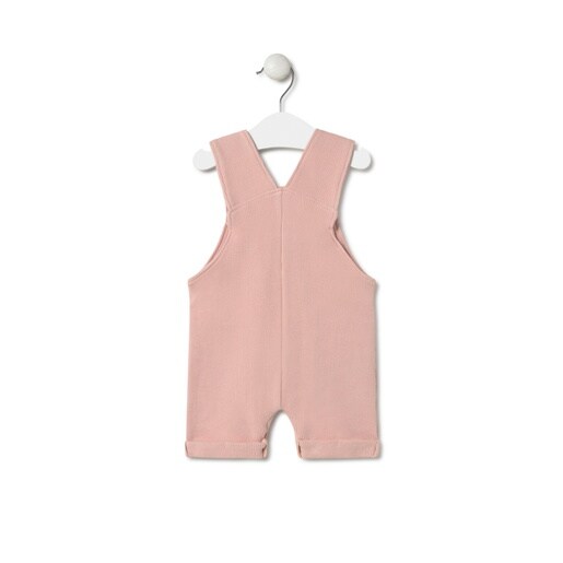 Piqué fabric baby romper in Classic pink