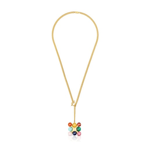 Short 18kt gold plating over silver Necklace with multicolored gemstones TOUS X LEA COLOMBO