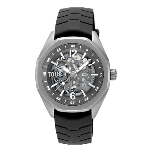 Automatic analog Watch with titanium case and black rubber bracelet TOUS Now