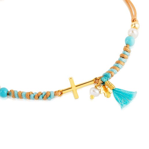 Gold Whim Bracelet with Turquoise and Pearl
