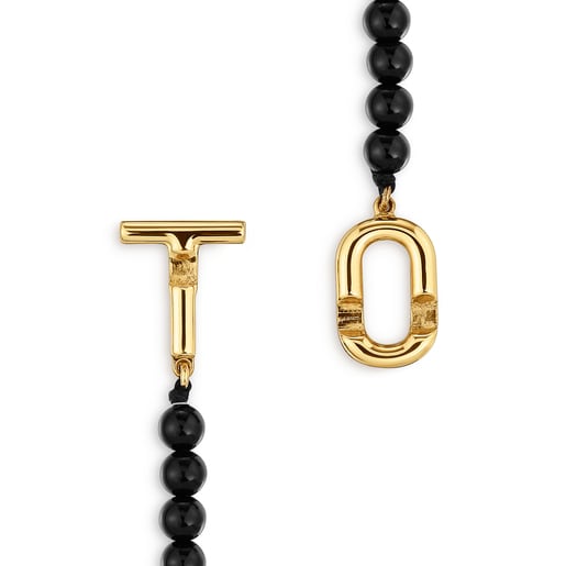 50 cm Necklace with 18kt gold plating over silver and onyx TOUS MANIFESTO