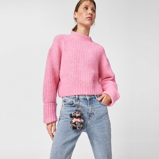 Черный брелок для ключей Teddy Bear Square