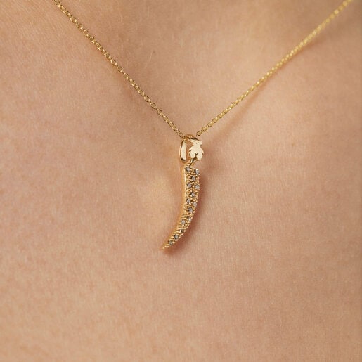 Золотое колье TOUS Good Vibes с рогом изобилия и с бриллиантами