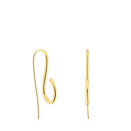 Pendientes largos con baño de oro 18 kt sobre plata Bent