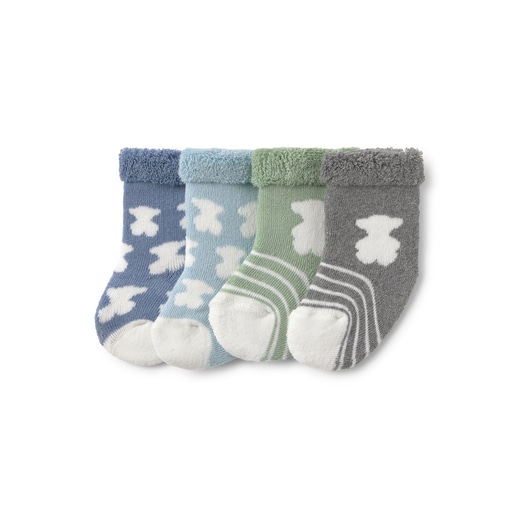 Pack of 4 pairs of baby socks in SSocks blue