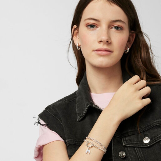 Alphabet letter M pendant in silver