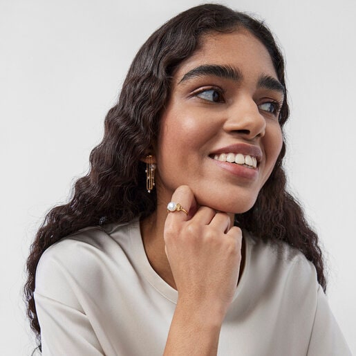 Золотое кольцо Oceaan с ракушками и жемчугом