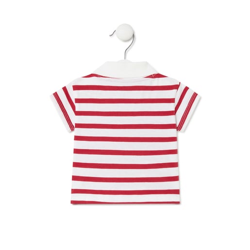 Striped polo t-shirt in Casual red