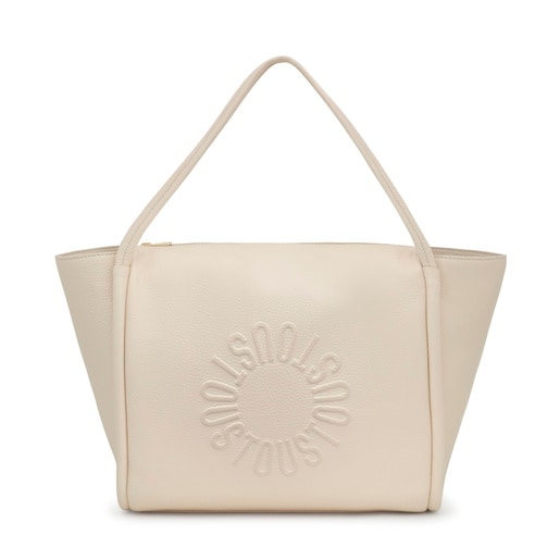 Capazo grande de piel beige TOUS Miranda