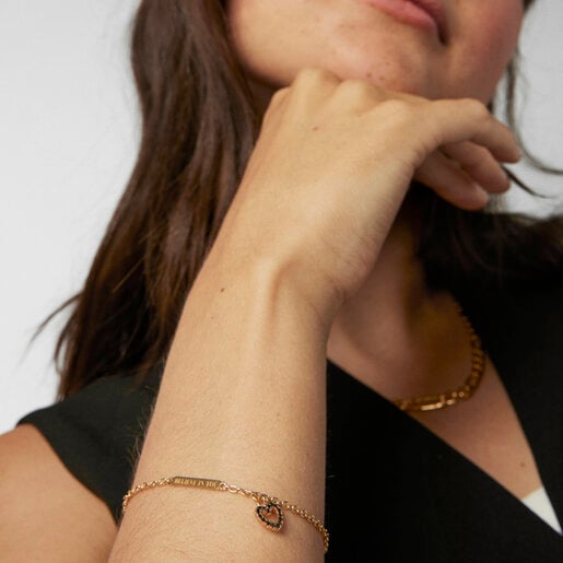 Silver Vermeil Valentine's Day heart Bracelet with Spinels