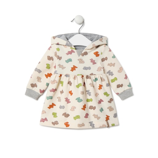 Tous - GirlS Hooded Dress In Grey Ecru - Textil