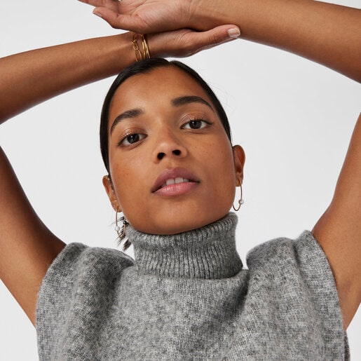 עגילי חישוק Elipse מוורמיל כסף בשילוב פנינים מתורבתות