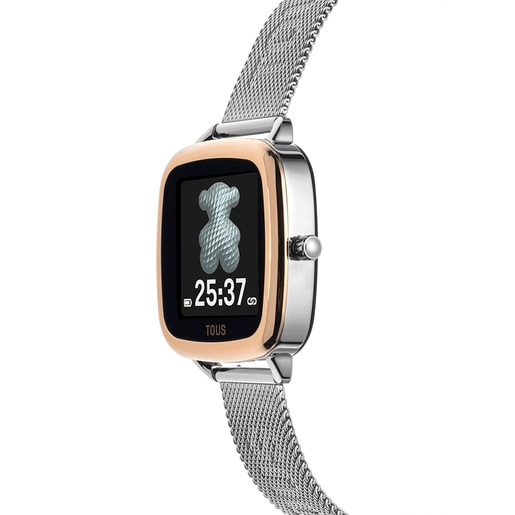Reloj smartwatch de acero IPRG rosa y brazalete de acero D-Connect