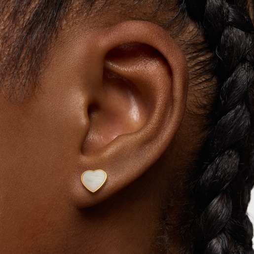 Gold and Mother-of-pearl XXS heart Earrings
