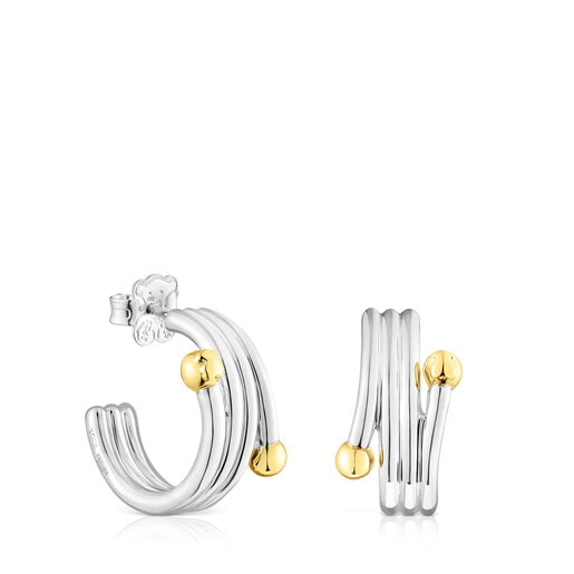 Silver and silver vermeil St. Tropez Triple hoop earrings