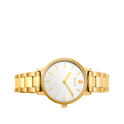 Gold-colored IP steel Rond Color Watch with blue-gradient zirconias
