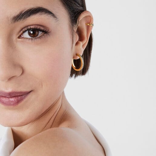 Средние серьги с диском Nocturne из вермеля с бриллиантами