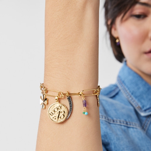 Браслет TOUS Good Vibes со скрепками из вермеля с драгоценными камнями