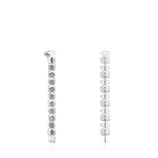 Pendientes largos de acero con motivos oso Carrusel
