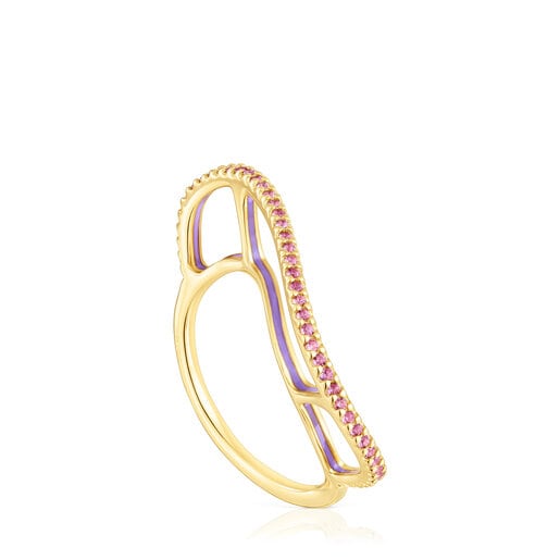 Δαχτυλίδι Gregal από ασήμι vermeil με ροδολίτες
