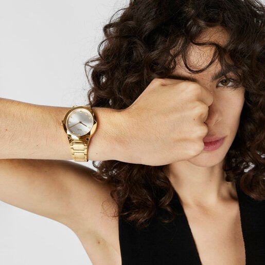 Analogue watch with gold-colored IPG steel wristband Karat Oval