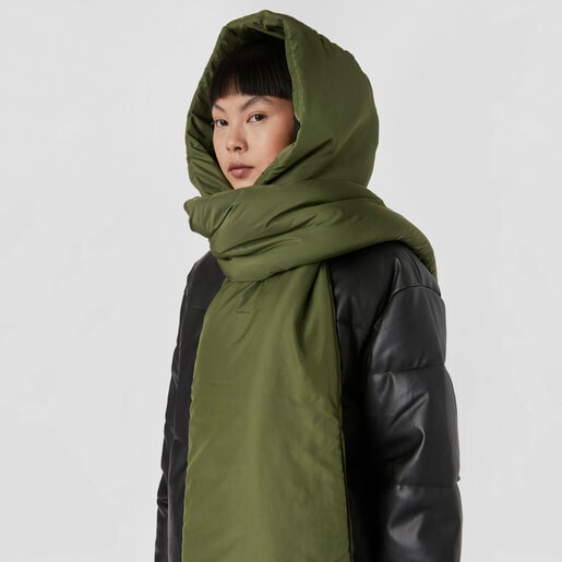 Khaki-colored TOUS Balloon Padded Hooded scarf