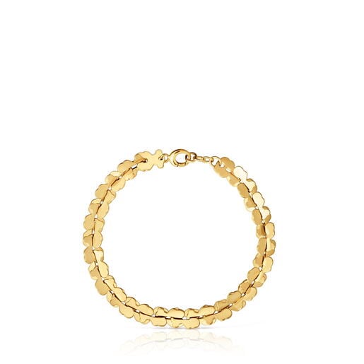 Pulsera cadena de acero en color dorado con motivos oso Carrusel