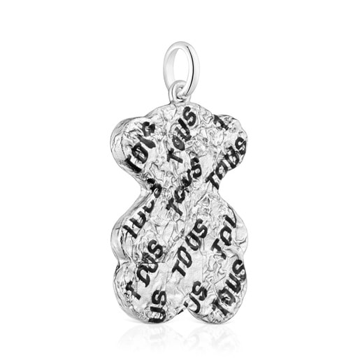 Pendentif ourson en argent et acier print Sweet Dolls