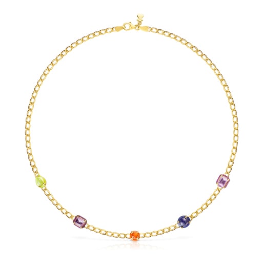 Silver Vermeil TOUS Vibrant Colors Necklace with gemstones and enamel