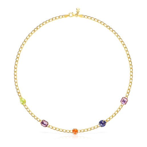 Collana con placcatura in oro 18 kt su argento e gemme e smalti TOUS Vibrant Colors