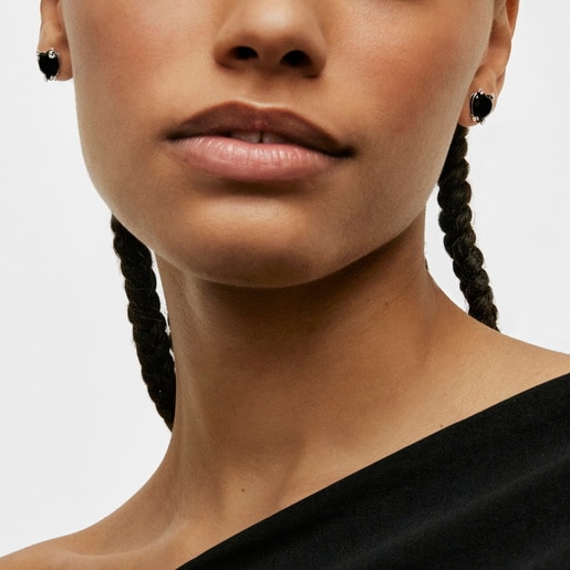 Pendientes corazón de plata y ónix Color Pills