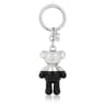 Porta-chaves Teddy Bear prateado e preto