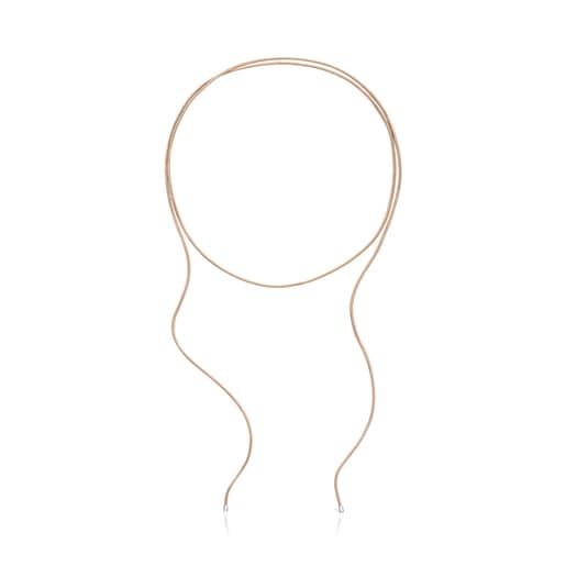 שרשרת ארוכה TOUS Basics מכסף וחוט בצבע חום