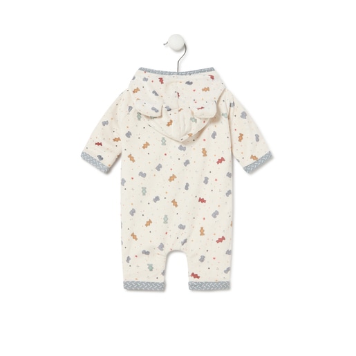 Hooded baby onesie in Charms white