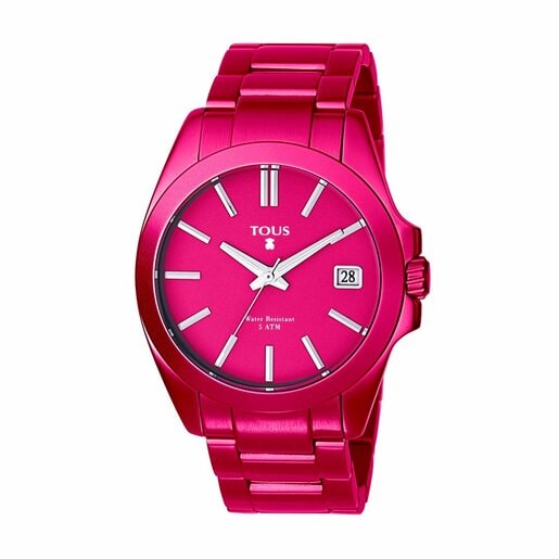 Reloj analógico Drive Aluminio de aluminio anodizado fucsia