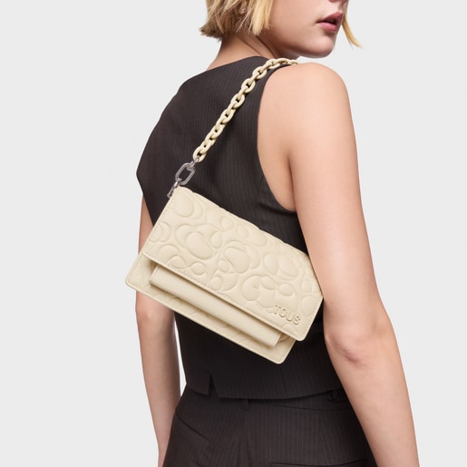 Small beige leather Crossbody bag Audree TOUS Greta