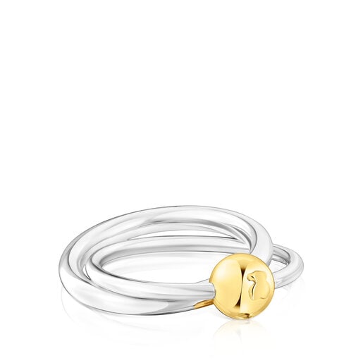 Silver and silver vermeil Plump Double ring | TOUS