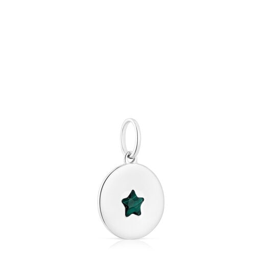 Silver Medallion pendant with malachite star Aelita