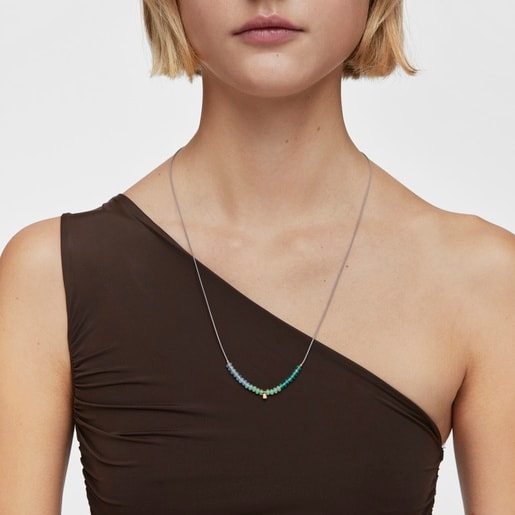 Collar corto de cordón, motivo oso de oro y calcedonia TOUS Balloon