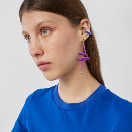 Pink bear spiral and silver vermeil TOUS Beach Caucho 1/2 Earring