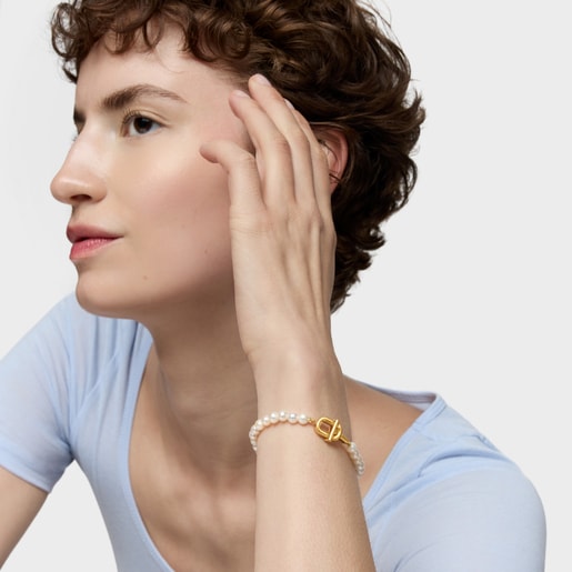 Pulsera de perlas cultivadas con baño de oro 18 kt sobre plata TOUS MANIFESTO