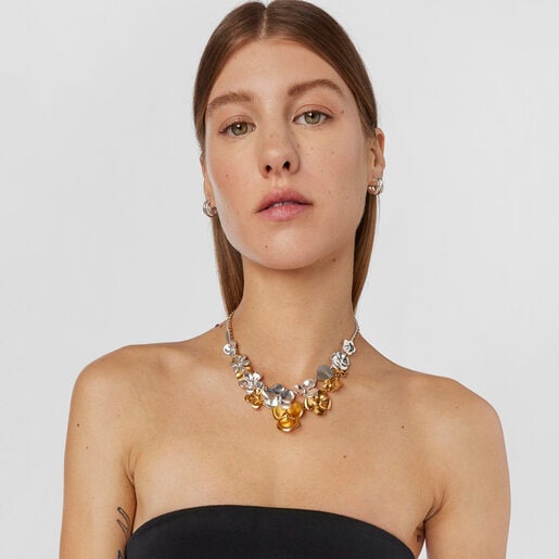 Silver Fragile Nature flowers Necklace