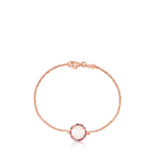 Pulsera Camille con baño de oro rosa 18 kt sobre plata con Nácar y Zafiro multicolor