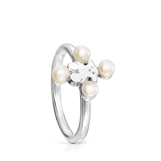 Silver Real Sisy Ring with Pearls