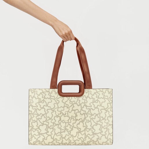 Large beige Kaos Icon Amaya Shopping Bag | TOUS