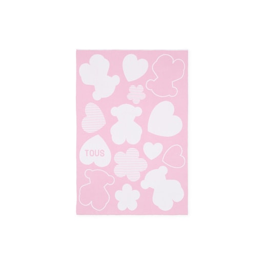 Reversible baby blanket in Nilo multi-motifs pink