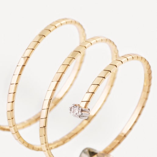 Gold Double spiral ring with diamonds TOUS ATELIER