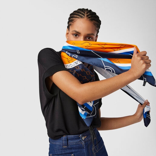 Orange Script Soft Poly Scarf