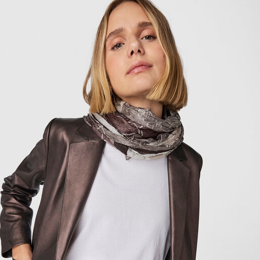 Плиссированный шарф Script из коричневого шелка