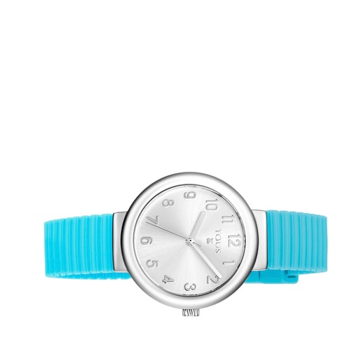 Steel Rainbow Watch with mint Silicone strap